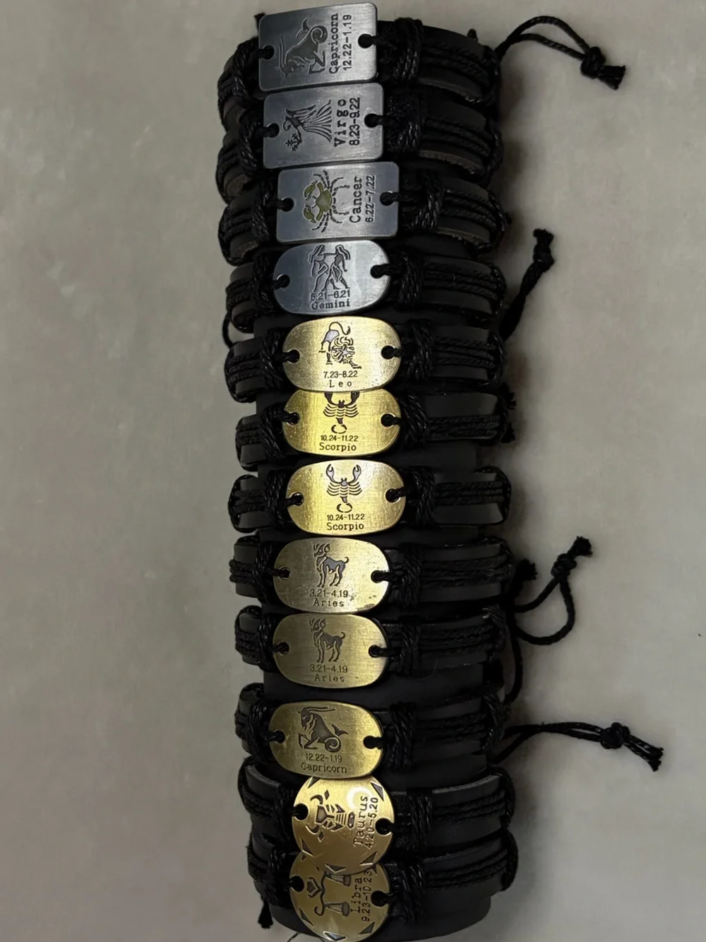 Black Braided Leather Zodiac Bracelet